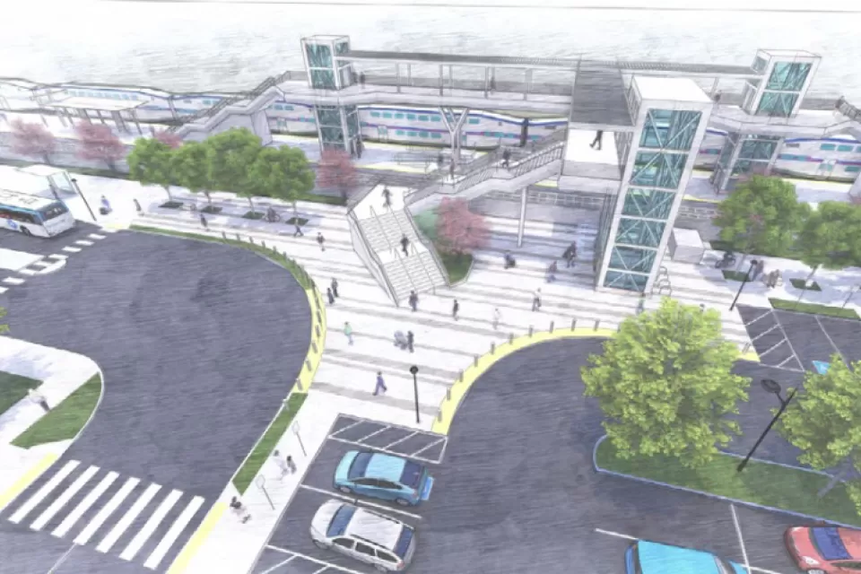 Drawing of proposed train station for North Valley Rail